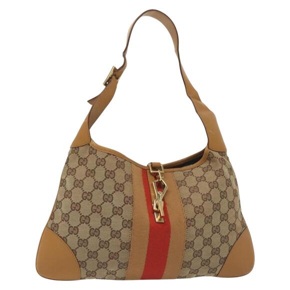 GUCCI GG Canvas Sherry Line Jackie Bag Beige Red Gold 001 4057 001 4057 - Picture 1 of 16